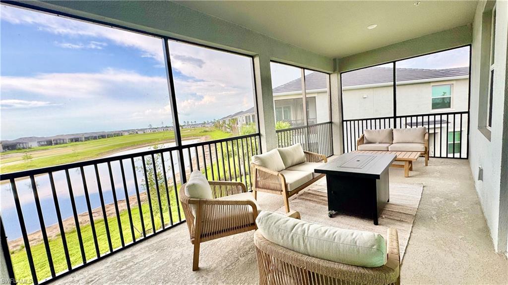 Wide lanai view across the pond